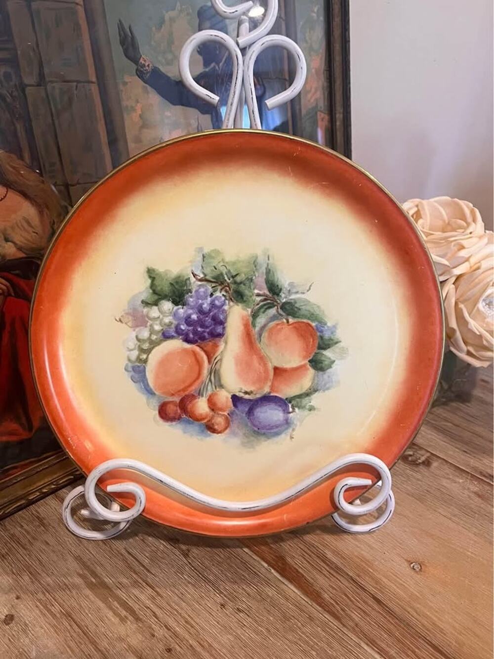 RARE Antique Homer Laughlin Debutante FRUIT dessert platter w/ 12 Serving Plates